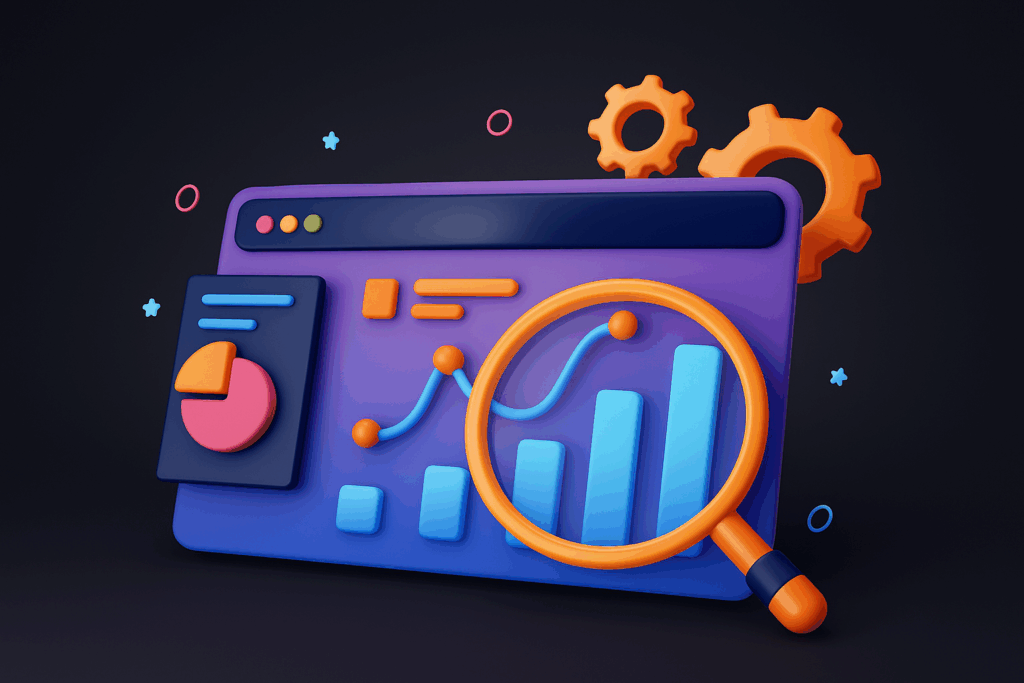 Illustration d’un tableau de bord numérique avec graphiques et outils d’analyse représentant l’optimisation du processus d’admission des écoles.
